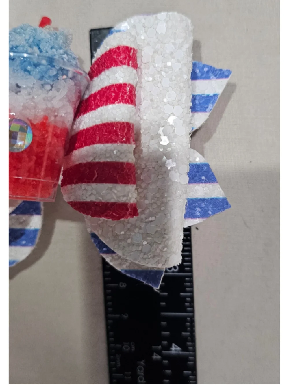 Girls Coley Olee Hair Bow Clip Red White Blue Slushie One Size